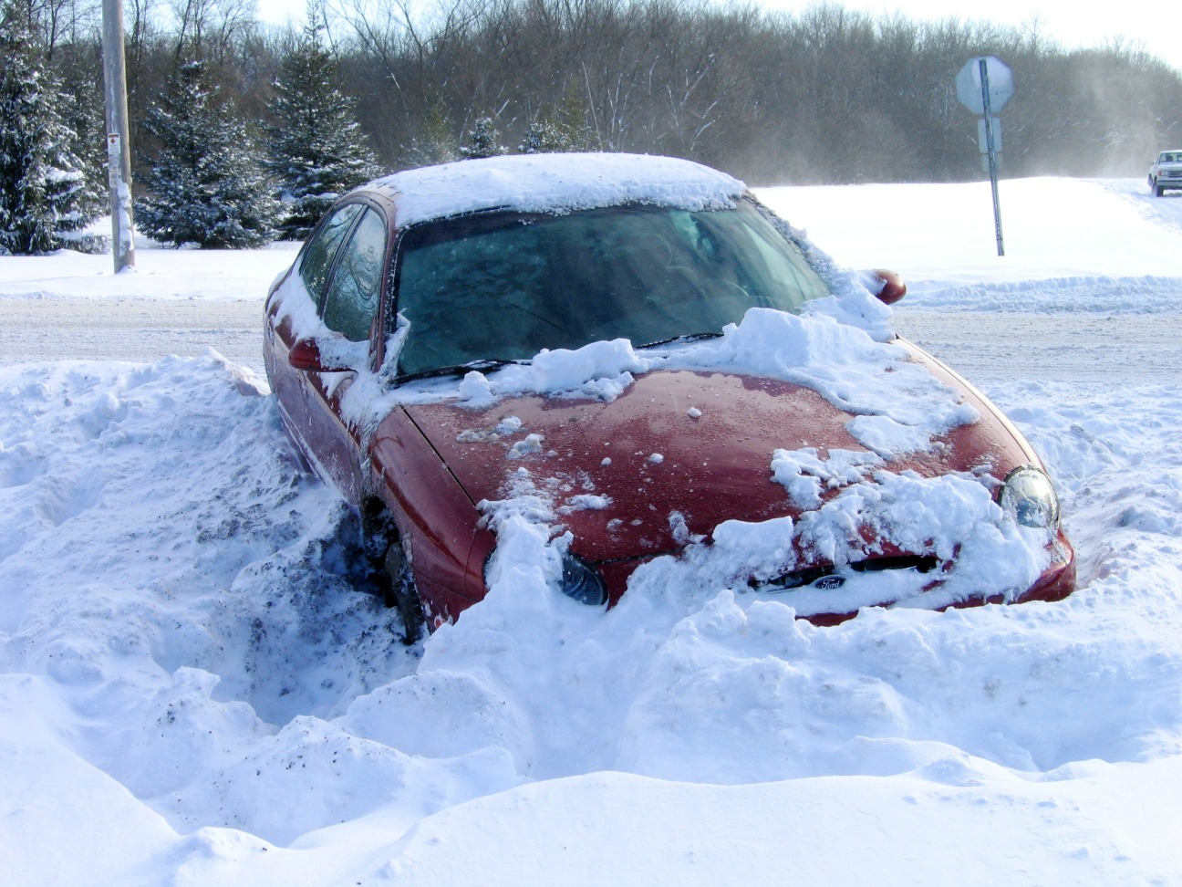 Car stuck in snow